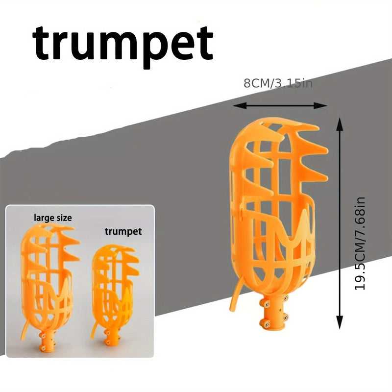 Herramienta Recogedora de Frutas Telescópica Naranja y Amarilla con Garras para Nísperos, Ciruelas y Yangmei - Cosecha en Altitudes Elevadas, Sin Batería Necesaria, Diseño Duradero de Metal