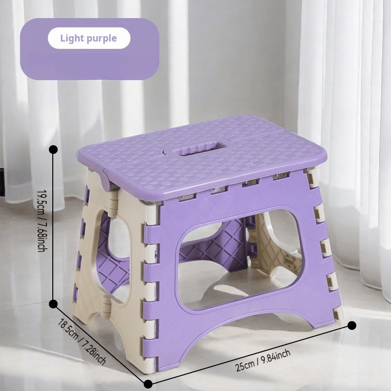 Silla plegable de plástico linda y pequeña, ideal para cambiar zapatos, asiento de sala de estar, reforzada, plegable, silla portátil, con fácil manejo para uso en interiores.