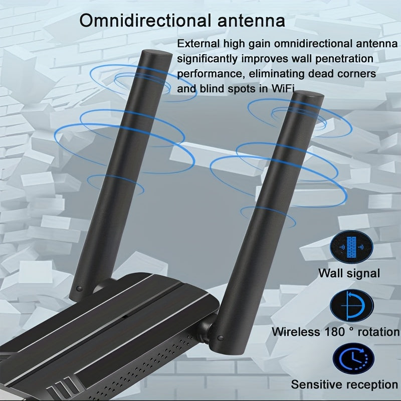 Tarjeta de Red Inalámbrica USB, Banda Doble 1300Mbps 2.4GHz/400Mbps y 5.8GHz/867Mbps, Antena Dual Alta Ganancia 5dBi, 802.11AC USB 3.0