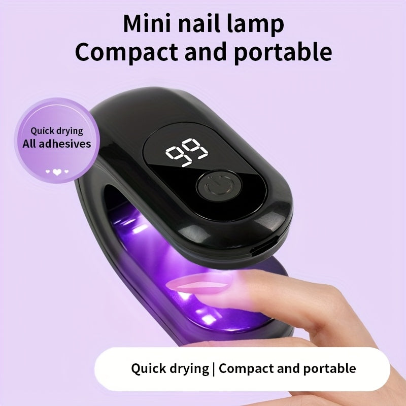 Linterna Portátil Mini para Uñas con Pantalla Digital, Modos de Temporizador 30s/60s, Batería de 500mAh, Secador de Gel USB para Diseños de Manicura y Uñas en Casa o Salón