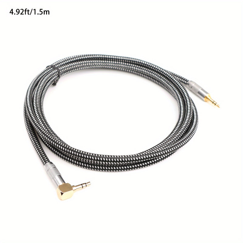 Cable de Audio i-ZCLIVE de 3.5 mm con Conectores Chapados en Oro, Diseño Plano Antienredos Doble Capa Blindado, Malla Negra y Blanca & Carcasa de Aleación de Zinc para Auriculares, Teléfonos, Subwoofer, Computadoras