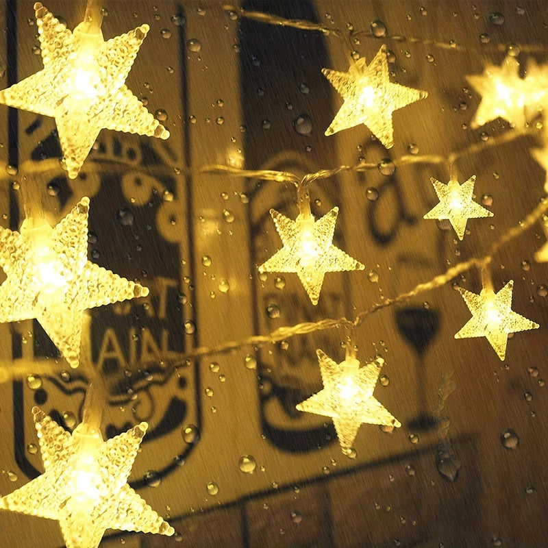 1 pieza de luces de hadas en forma de estrella - Alimentadas por batería, decoración interior para el Día de la Madre, Halloween, Navidad y fiestas - Suave brillo cálido, material de PVC, no se necesitan componentes electrónicos, iluminación de fiestas |