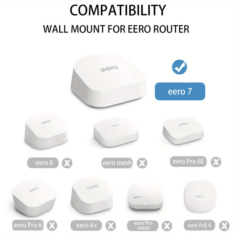 Soporte de Pared para Router eero 7 WiFi 6/7 Dual-Band, Instalación Adhesiva + Sin Taladro con Agujeros para Tornillos