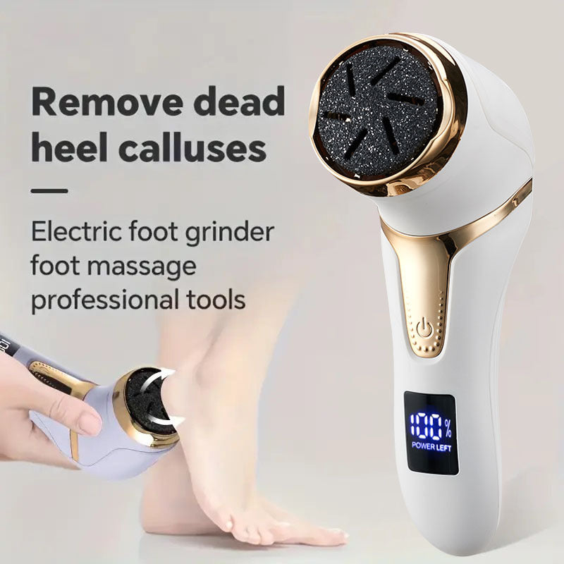 Kit de eliminación de pies eléctricos recargable con 5/6 cabezas de molienda de repuesto o 10 herramientas de pedicura, kit de eliminación eléctrica, herramienta profesional de cuidado de pies para piezas muertas, beige y duras, con soporte para lavado c