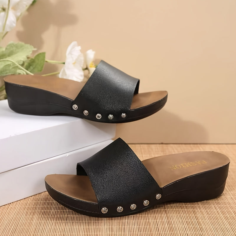 Sandalias Retro para Mujer con Correa en el Tobillo y Punta Abierta - Zapatos de Verano Cómodos con Suela Antideslizante, Detalles & Cubierta Suave de PU para Salidas Casuales - Colección Medio Oriente, Sandalias Adornadas, Calzado para Clima Cálido, For