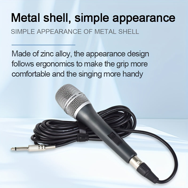 Micrófono dinámico de alta fidelidad profesional con cable XLR incluido, diseño de agarre metálico con interruptor de encendido/apagado, ideal para karaoke, canto, discursos públicos, juegos, micrófono de karaoke. Micrófono profesional. Micrófono de meta