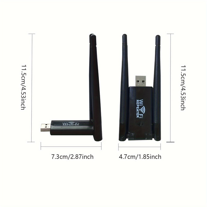 Un amplificador de señal de red inalámbrica USB, extensor de rango WiFi repetidor, potenciador de WiFi de 300Mbps, adecuado para áreas sin señal WiFi en el piso de arriba y abajo.
