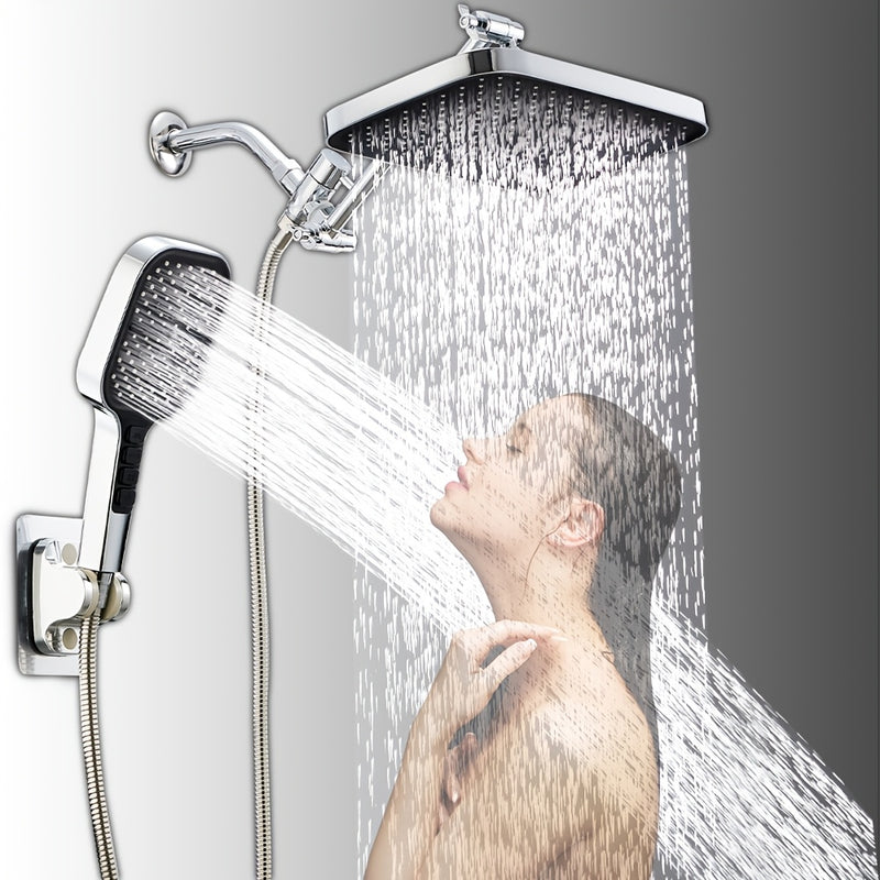 1 conjunto de cabezal de ducha de lluvia, 28cm de alto presión, con brazo de extensión ajustable de 27,5cm y 7 configuraciones, cabezal de ducha de mano con rociador, accesorios para baño, conjunto completo de accesorios para baño.