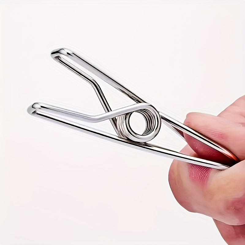 20pcs Pinzas para Ropa de Acero Inoxidable Premium - A Prueba de Óxido, Clips Metálicos Duraderos para Lavandería, Cocina y Viaje