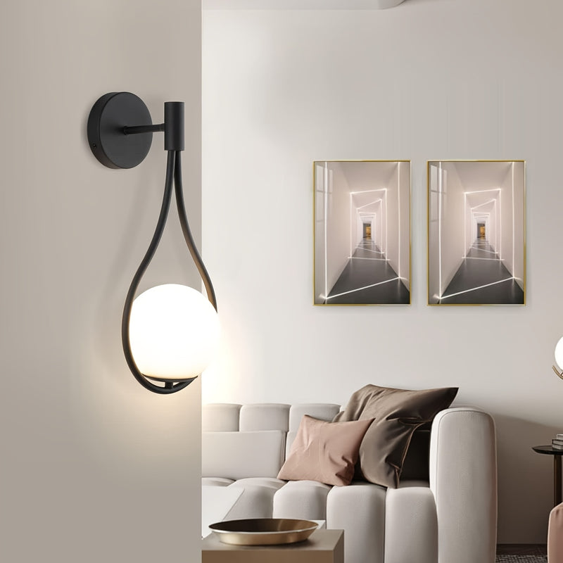 1pc Aplique de Pared Orbe, Diseño Moderno Lágrima de Medio Siglo para Pared, Aplique de Pared Cepillado Luz Lavadora para Salón y Mesita de Noche, Compatible con Base E26/27 (Bombilla no Incluida)