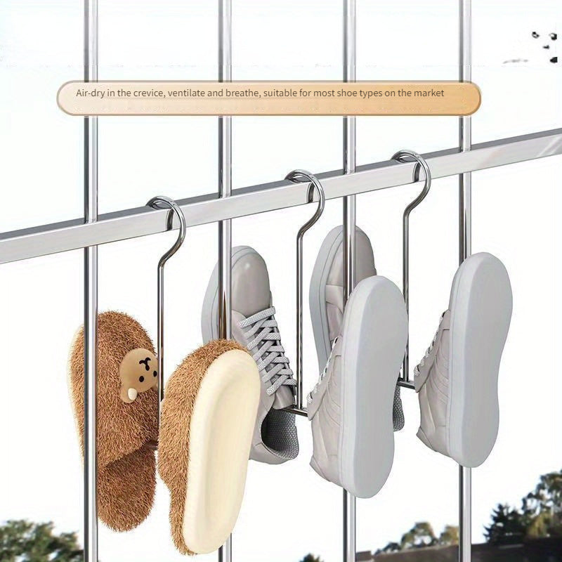 5 piezas de ganchos para zapatos de acero inoxidable sólido, diseño de ahorro de espacio de metal resistente a la oxidación, fácil de ensamblar, caja de almacenamiento de zapatos multifunción impermeable, adecuada para uso doméstico o de venta al por may