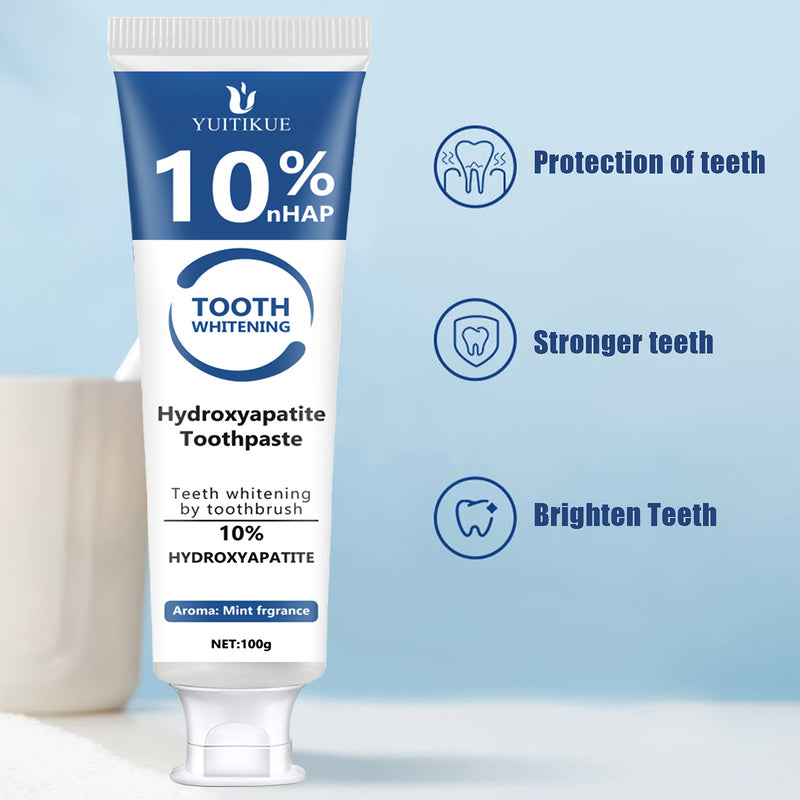 Pasta de dientes con hidroxiapatita al 10%, blanqueamiento dental con hidroxiapatita, pasta limpiadora profunda con aceite esencial de menta, cuidado dental que fortalece el aliento fresco, limpieza básica, adecuada para todos