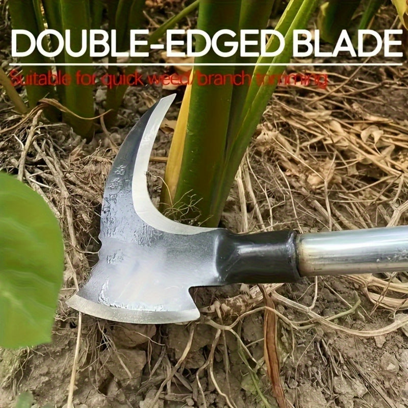 Tool Multifuncional de Acero Aleado de Doble Filo - Sin Necesidad de Energía, Construcción Metálica Duradera para Jardinería, Camping y Deshierbe - Herramienta Esencial para Embellecimiento Exterior (Excluye Mango), Hoja Afilada