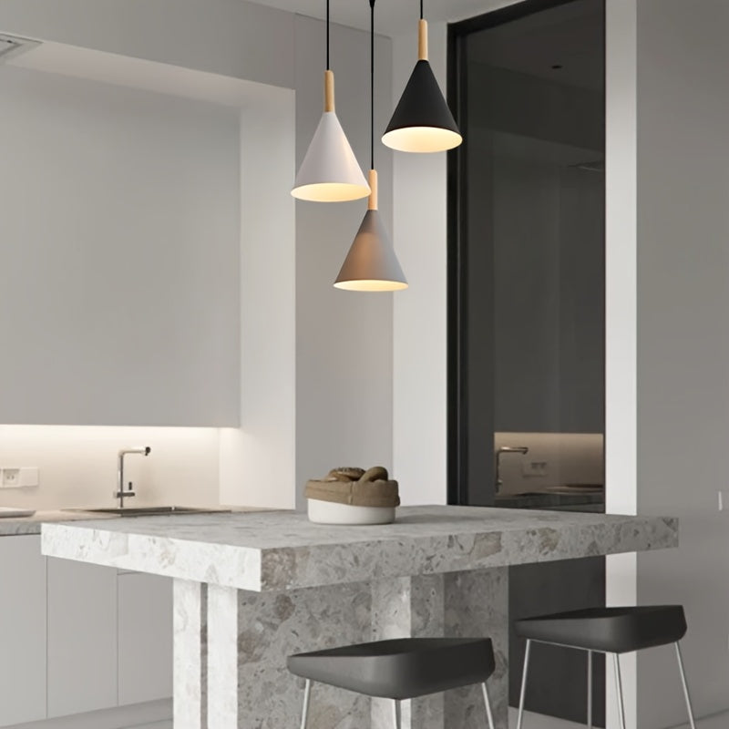Lámpara de techo moderna de tres cabezas para isla de comedor o sala de estar - Negro, blanco o gris, sin bombillas incluidas, instalación fácil con control de interruptor, lámpara de techo moderna, iluminación contemporánea, construcción de hierro conte