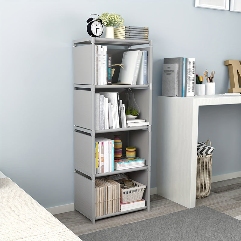 Estantería Metálica Multifuncional de 1 Pieza - Montaje Fácil, Diseño Ahorra Espacio, Adecuada para Oficina en Casa, Residencia Universitaria y Vivienda Alquilada - Gris