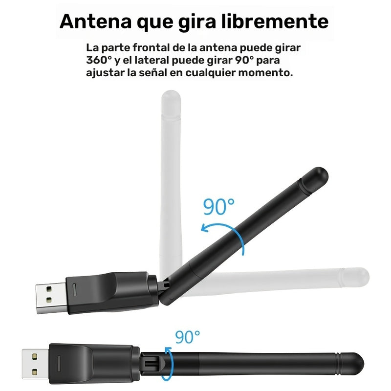 Adaptador de red portátil, Wifi de 2,4G con una velocidad máxima de 150Mbps, con una antena Wifi de alta ganancia, compatible con WPA-PSK/WPA2-PSK para un uso seguro de la red, adecuado para Windows 11, 10, 8, 7 y XP en escritorios y portátiles.