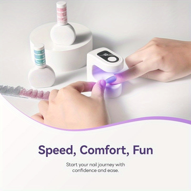 1 lámpara de uñas portátil mini con pantalla digital y carga USB - Lámpara de endurecimiento de gel para uso en casa y salón, diseño compacto con opciones negras/blancas, batería recargable, sin fragancia, construcción duradera de plástico, lámpara de uñ