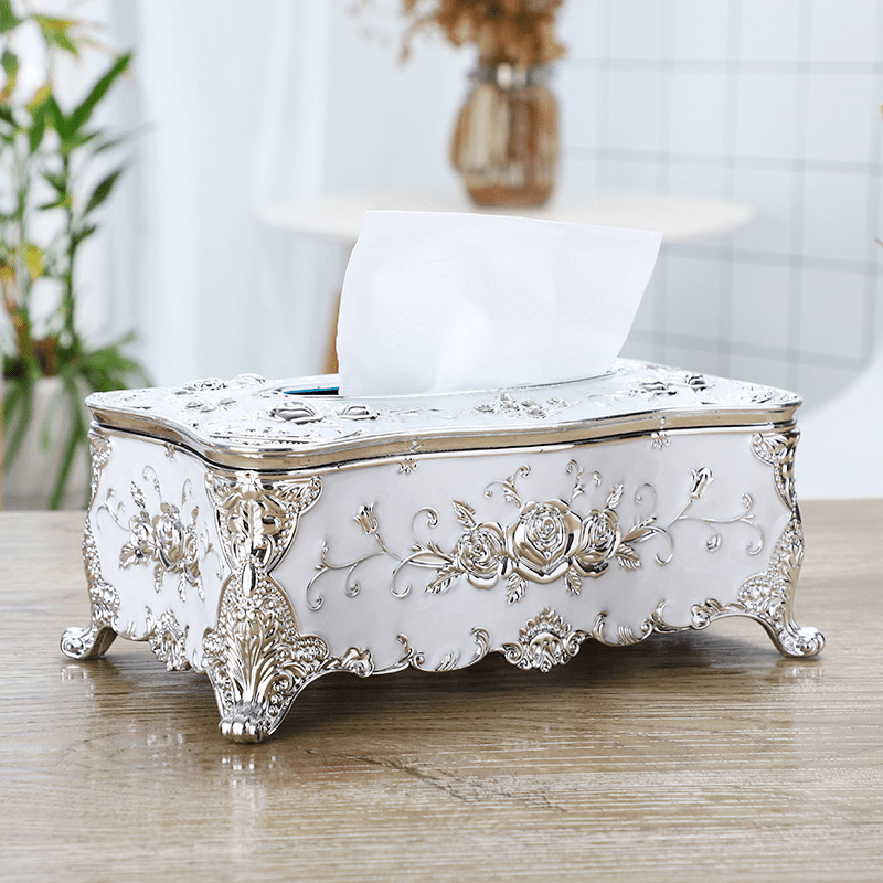 Porta pañuelos de lujo y estilo vintage europeo - Dispensador de papel con diseño floral, material plástico, decoración para mesa o coche, versátil para múltiples escenarios, adecuado para todas las estaciones