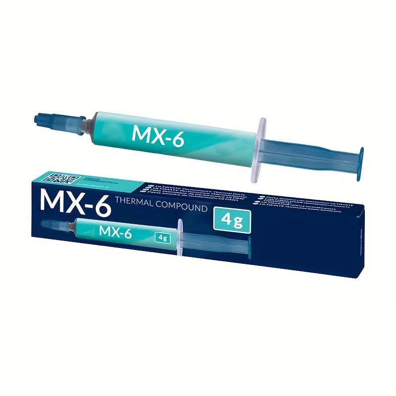 Pasta térmica de alto rendimiento MX-6, 4g - Conductividad térmica ultra para CPU/GPU, ideal para enfriamiento de electrónicos de precisión, pasta para enfriar CPU | Diseño elegante | Pasta térmica duradera