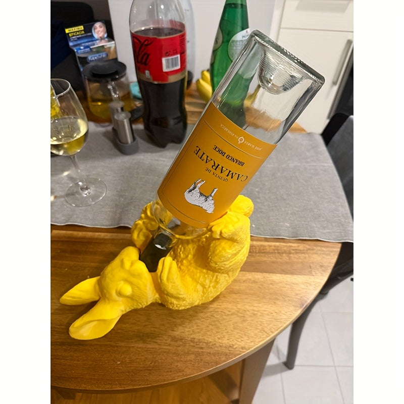 Soporte de botella de vino con forma de conejo 3D impreso, creativo, con forma de conejo de peluche lindo, decoración divertida para el hogar, ajuste estándar de botella, regalo divertido para amantes del vino.