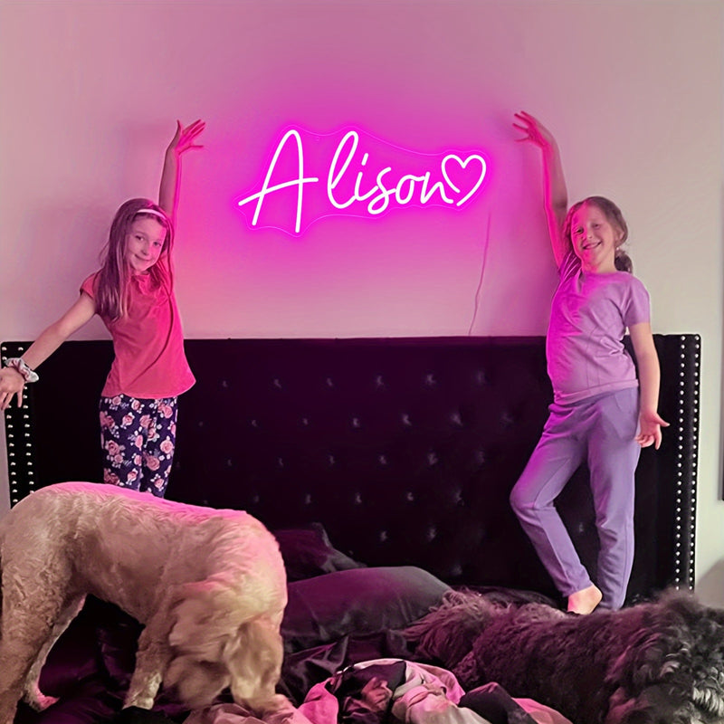 Letrero LED de Neón Personalizado - Luz con Nombre a Medida y Alimentación USB, Decoración de Pared para Bodas, Cumpleaños, Negocios o Hogar - Fácil Instalación sin Cableado - Regalo Perfecto para Ella/Él/Parejas, Letrero de Neón Personalizado, Iluminaci