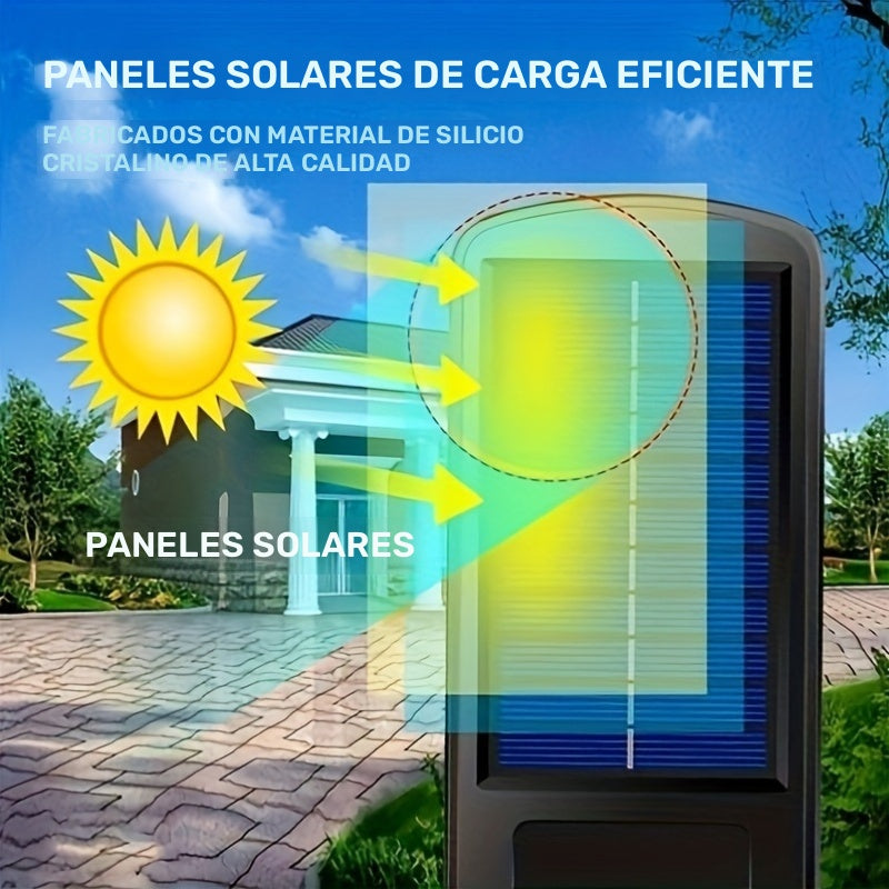 2 unidades de luces de movimiento solares con control remoto, luces de seguridad alimentadas por panel solar, luces de camino para jardín, garaje, patio trasero, patio