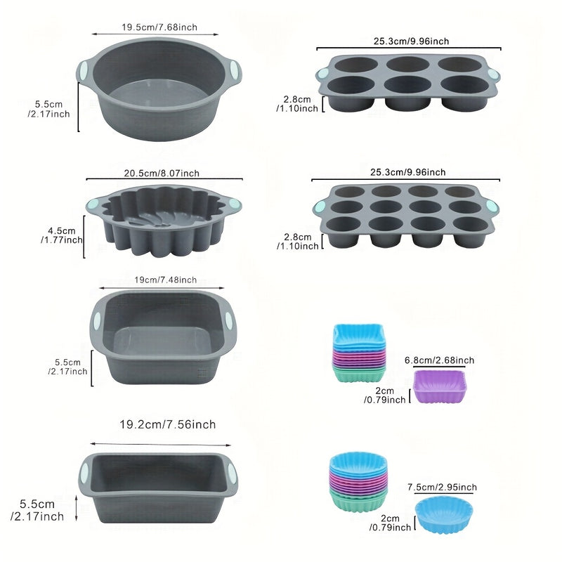 30/4pcs, Juego de moldes para hornear pequeños, Molde para hornear no adherente pequeño, Juego de moldes para pasteles, Suministros para hornear que incluyen molde para hornear, molde para pan y molde para pizza con 24 tazas para hornear, Adecuado para f