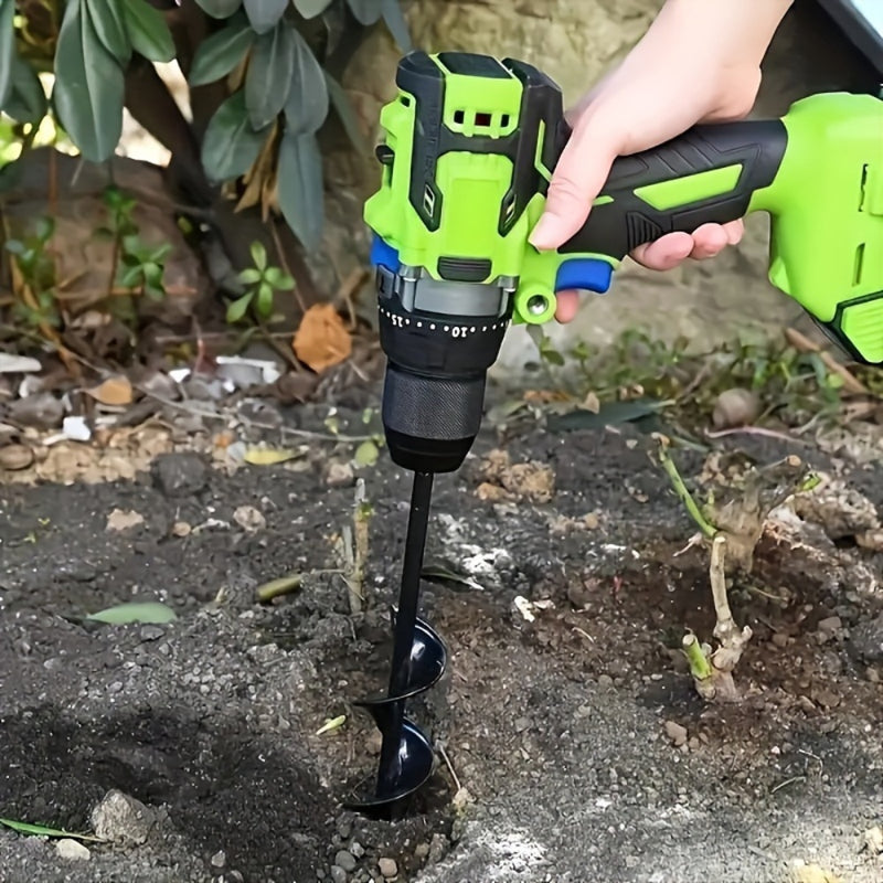 1pc Kit de Taladro Manual Resistente – Muestreador de Suelo en Forma de Cuchara y Broca Espiral, Herramienta Metálica Hexagonal para Plantar, Excavar y Aflojar Tierra