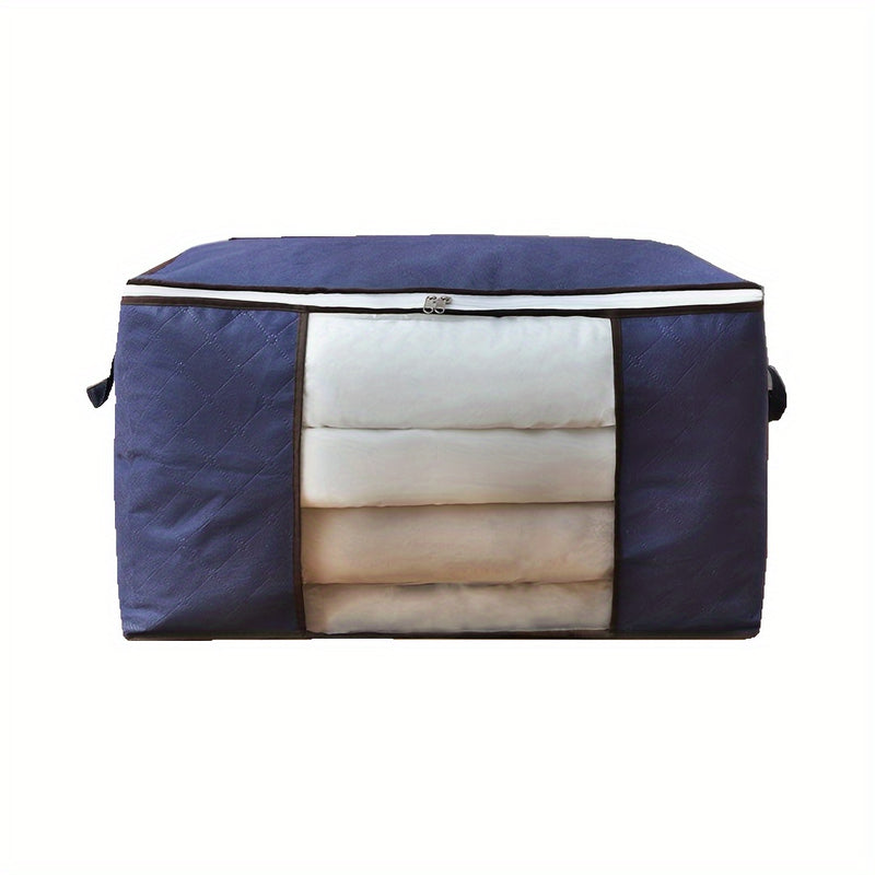 1pc Bolsa De Almacenamiento De Ropa De Gran Capacidad Con Asa Reforzada, Cremallera Resistente, Para Edredones, Mantas, Ropa De Cama
