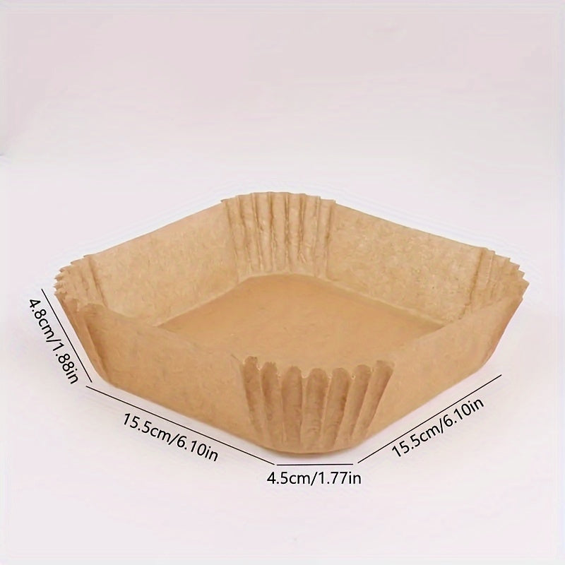 100 piezas de papel de línea para freidor de aire antiadherente - Cuadrado, cocina y horneado saludables, papel a prueba de aceite fácil de limpiar, ideal para cocinas domésticas y comerciales, perfecto para freír, hornear, uso de microondas, accesorios