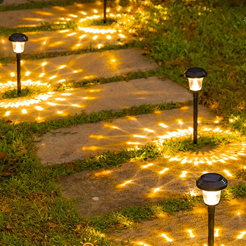 6 piezas de iluminación de paisaje solar, luces cálidas/frias para exteriores, luces de foco para tierra, adecuadas para patio, villa, jardín, patio trasero, luces de foco portátiles de paisaje.