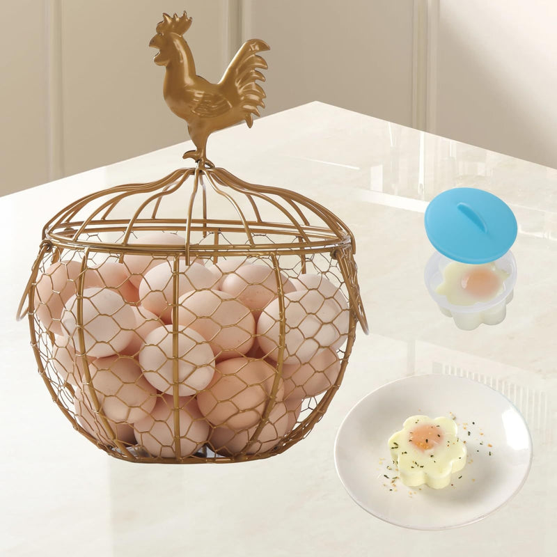Cesta para huevos de gran capacidad, ideal para almacenar aproximadamente 30 huevos y patos en la cocina. Cuenta con malla metálica, asa para transportar y es fácil de limpiar. Perfecta para granjas y cocinas.