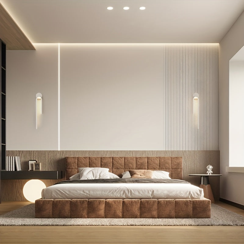 2 piezas de Lámpara LED Blanca Simple para Pared, Artesanía en Metal Pulido, Accesorios de Iluminación Semi-empotrados, Adecuado para Sala de Estar, Comedor, Tocador, Dormitorio