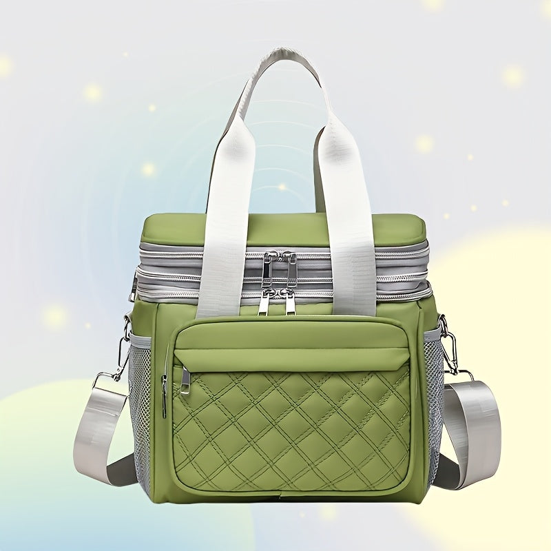 2025 Bolsa de Almuerzo Portátil Doble Capacidad Grande, Aislada para Conservar Frescura, Sin Contacto con Alimentos, Ideal para Picnics al Aire Libre y Camping, Bolso Bandolera o de Hombro, Regreso a Clases