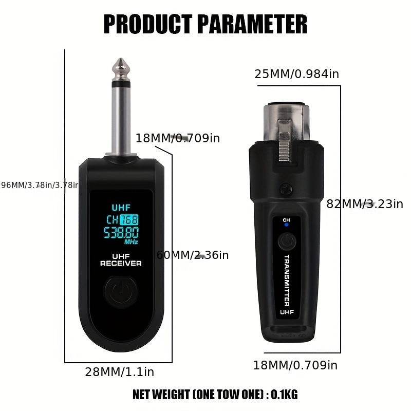 Transmisor receptor sin varillas NXG 2pcs/1pc, compatible con sistema de micrófono XLR, jack de 6.35mm, transmisión a larga distancia 2.4GHz, recargable USB, para micrófonos condensador y dinámicos