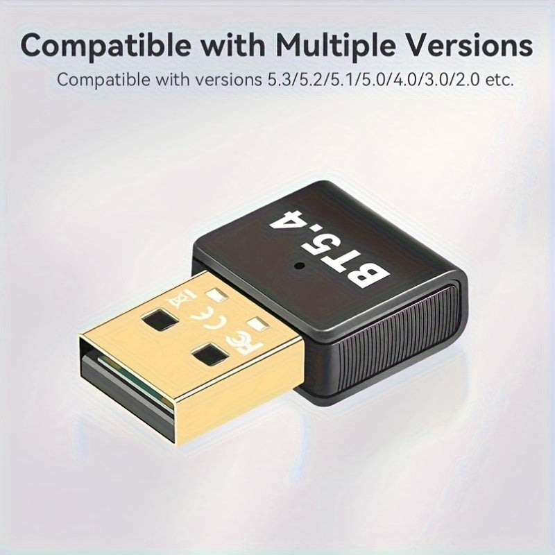 Adaptador inalámbrico USB BT5.4 - Sonido de alta definición, baja latencia, resistente a interferencias, compatible con Windows 11/10/8.1/7, compatible con audífonos, bocinas, teclado, mouse, impresora - No necesita batería, conexión múltiple, adaptador