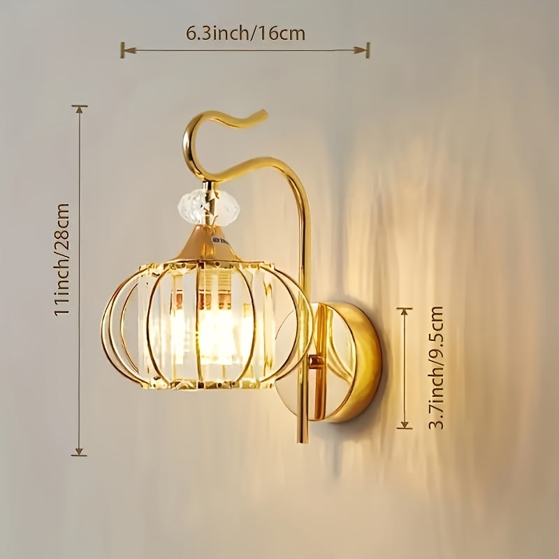 1pc Aplique de Pared de Hierro y Cristal Moderno, Aplique de Pared Ajustable con Cristales, Lámpara de Noche para Dormitorio, Iluminación Doméstica, Lámparas Modernas con Pantalla de Acrílico, Aplique de Pared para Sala o Pasillo E27 (Bombilla no Incluid