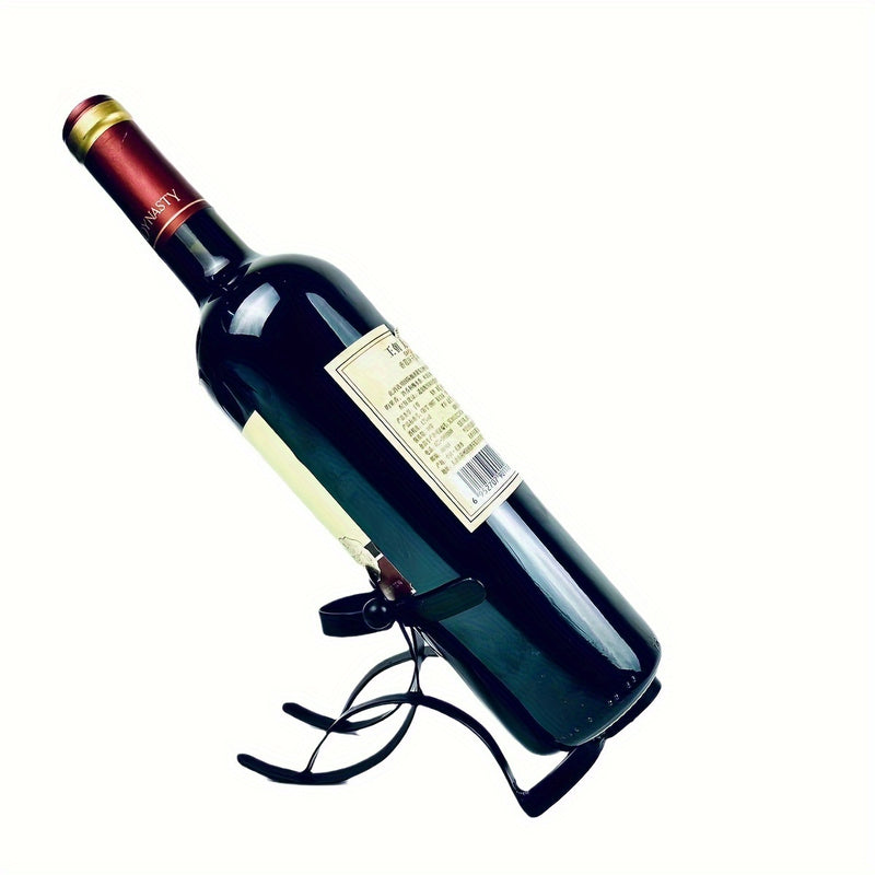 1pc Soporte de vino de mesa de diseño de perro de hierro creativo, soporte de exhibición de una sola botella para decoración del hogar y la sala de estar, soporte de vino de estilo mecánico único con función de filas de exhibición