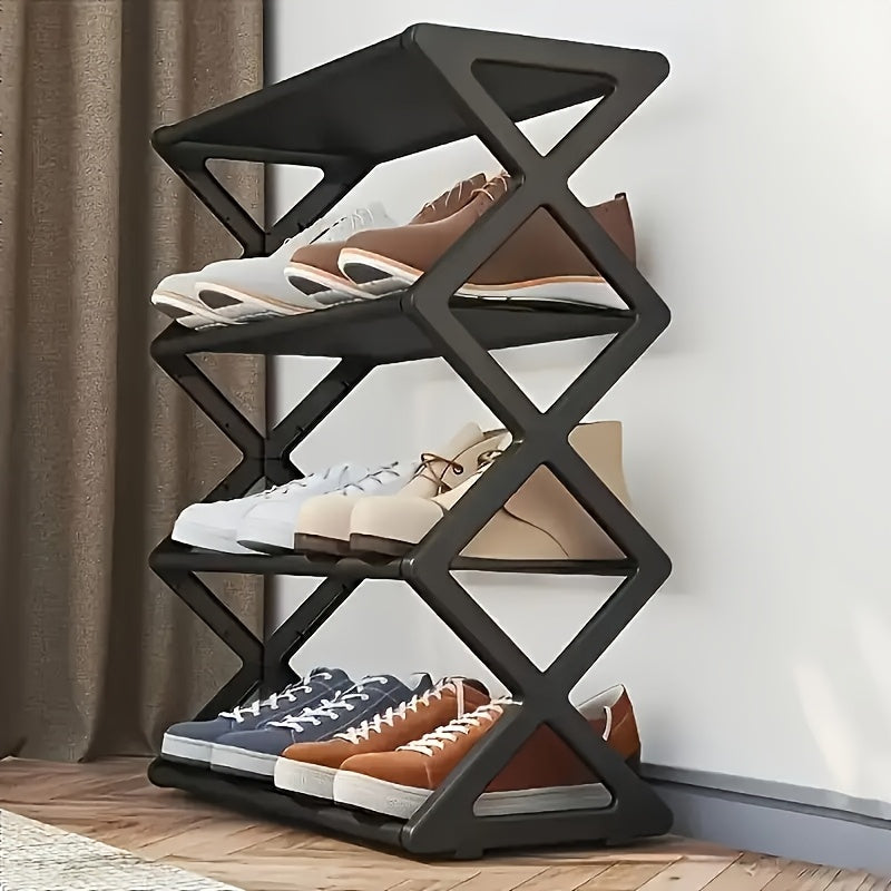 1 pieza de estante de zapatos X con forma de tubo de metal, organizador de almacenamiento de varias capas que ahorra espacio para entrada o pasillo - Montaje fácil, regalo ideal para la organización del hogar, almacenamiento de zapatos en la entrada | Es