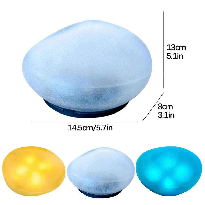 Luces de piedras de 4 LED alimentadas por energía solar, iluminación decorativa para jardines, césped, caminos, piscinas y decoraciones navideñas. (Luz blanca/Luz cálida)
