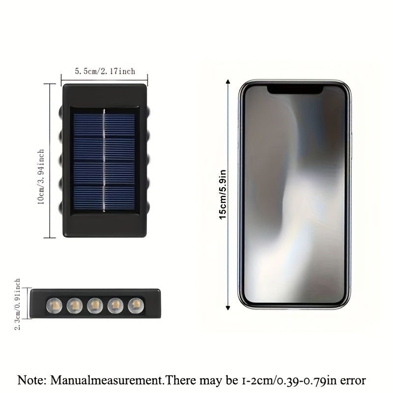 Luces de Pared Solares Nórdicas con Viento, Actualización de 6 LED a 10 LED, Iluminación Exterior Luz Blanca Cálida para Patio y Villa, Luces Decorativas Fáciles de Instalar en Jardín, Porche, Cerca y Terraza