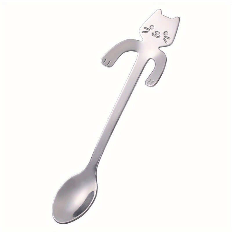 Cucharitas para café con forma de gato de acero inoxidable, 1, 2 o 3 piezas, cucharas pequeñas para té, postres y hielo, ideales para el hogar y fiestas, sin necesidad de electricidad o pilas, perfectas para graduaciones y Ramadán