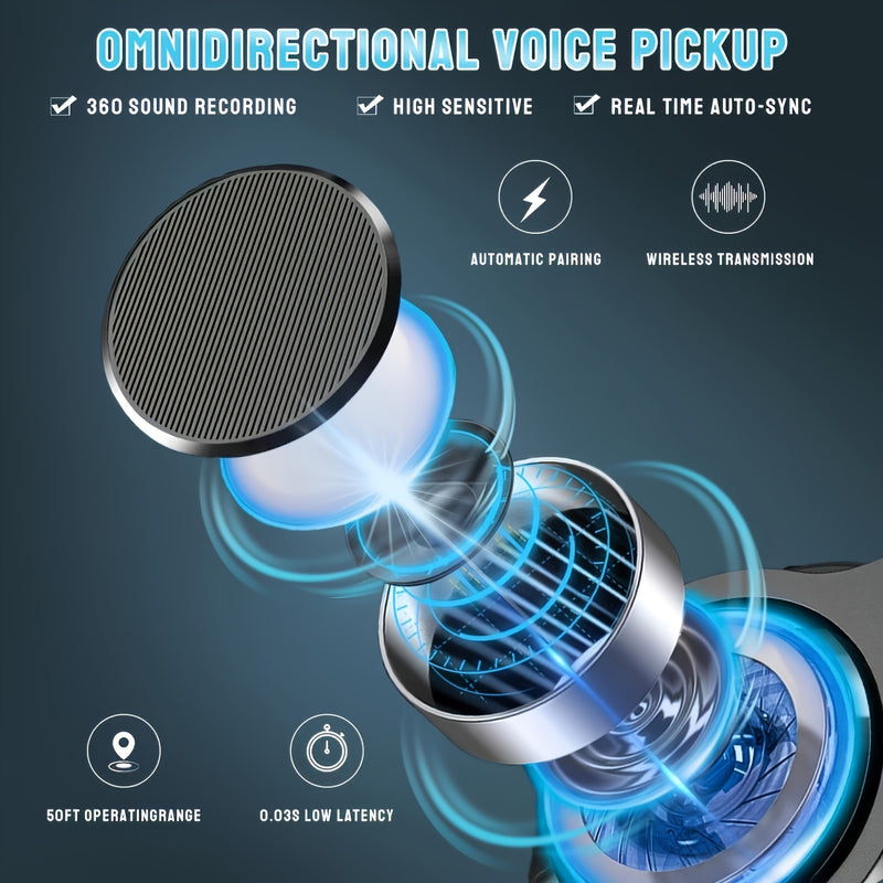 2 Piezas de Micrófono Tipo-C Plug-and-Play para iPhone, iPad y Android - Auto-Sincronización y Reducción de Ruido, Ideal para Grabaciones e Entrevistas. Compatible con Portátiles, Estuche Cargador Incluido, Mini Micrófono sin varillas con Clip