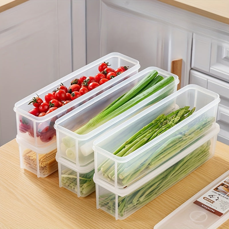 3pcs Contenedores de Almacenamiento de Alimentos de Plástico Transparente con Tapas Abatibles - Reutilizables, Cajas Cuadradas Multipropósito para Productos Frescos, Fideos, Cebollas, Ajos y Más - Seguros para Lavado a Mano, Almacenamiento de Verduras