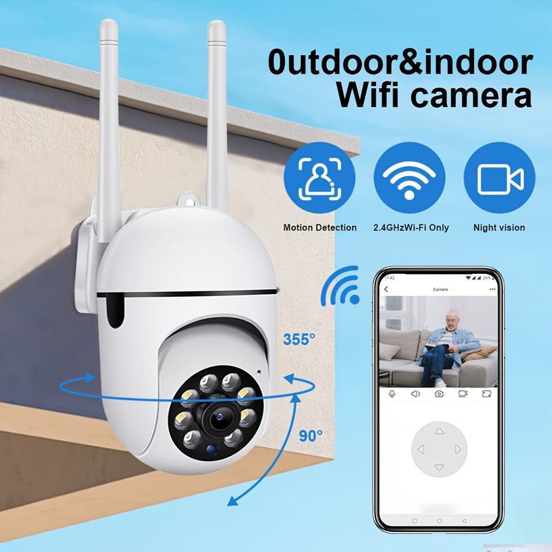 Ourlife HD 1080P Cámara de Seguridad, Smart WiFi Vigilancia Doméstica con Auto Tracking, Monitor de Vídeo IP Inalámbrico para Exterior con Detección de Humanos/Petros, Día & Noche, 2.4GHz Wi-Fi, 1080P 2.4G Protección de Seguridad, Visión Noche, Sistema d