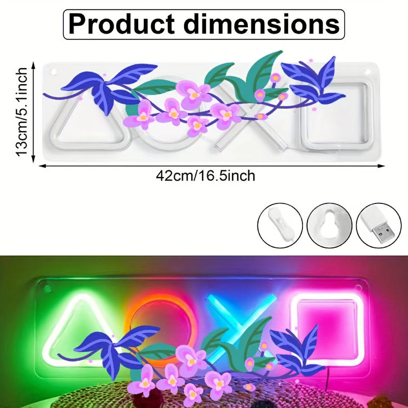 1 pieza de Luz Neón LED Geométrica Nocturna de Anime, Decoración de Pared con Alimentación USB para Adolescentes, Sala de Juegos, Dormitorio, Fiesta, Cumpleaños, Navidad, Halloween, Pascua, San Valentín, Niños y Niñas, Arte Creativo, Diseño Acrílico Segu