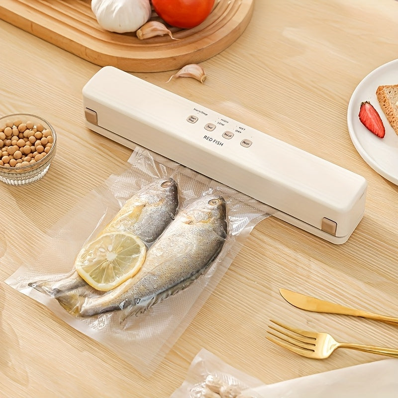 Selladora al Vacío Automática de Carga USB para Conservar la Frescura de Alimentos Pequeños, Adecuada para Envasar Pescado, Verduras y Frutas | Electrodoméstico Moderno con Estructura de Plástico Duradero