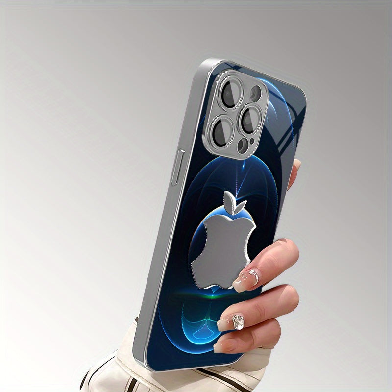 Funda para iPhone 16/16 Pro/16 Pro Max/16 Plus/16e, 15/15 Plus/15 Pro/15 Pro Max, 14/14 Plus/14 Pro/14 Pro Max, 13/13 Pro/13 Pro Max, 12/12 Pro/12 Pro Max, 11/11 Pro/11 Pro Max, 7/8 Plus, XR/XS/XS Max, con diseño de manzana en degradado azul inspirado en