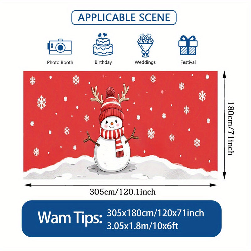 2D Banner de Puerta, 1 Pieza, Fiesta Navideña, Alce y Hombre de Nieve 2D, Impresión Plana, Banner de Puerta de Garaje - Decoración de Vacaciones Duradera de Poliéster con Copos de Nieve Rojos, Perfecto para Navidad, Bodas, Fiestas Hawaianas y Decoración