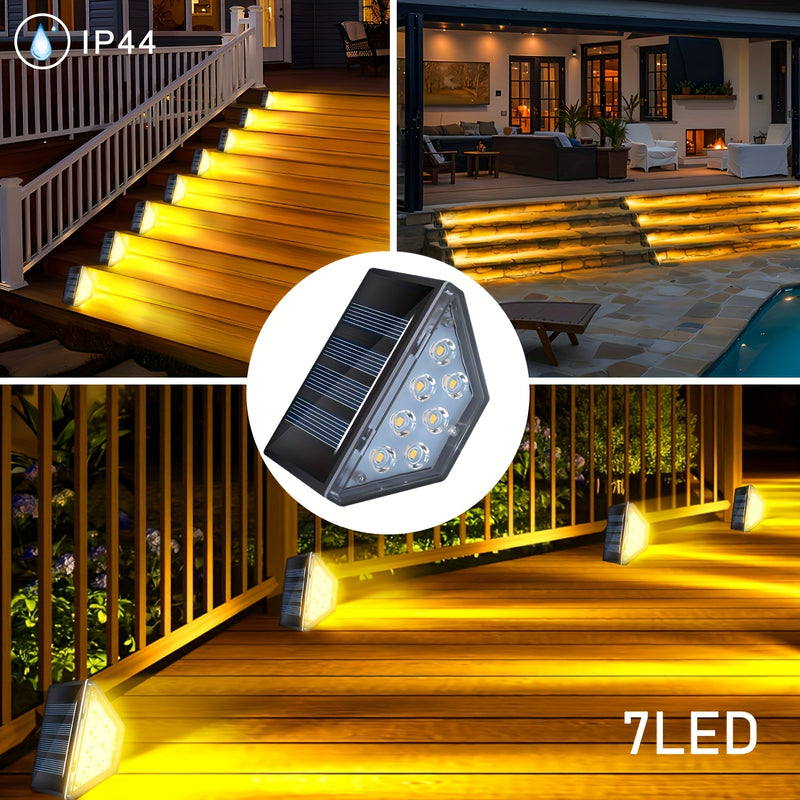 6 Luces Solares con 7 LED para Escaleras, Patios, Jardines, Pasillos y Paisajismo – Iluminación Exterior para Terrazas, Entradas y Caminos